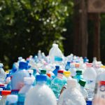 Plastic bottles and plastic containers outside